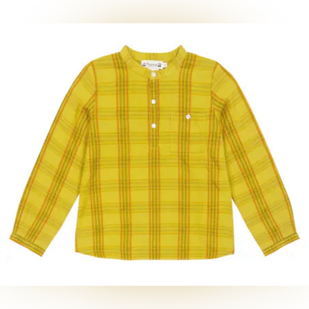 Bonpoint Yellow Checkered Kids Button Down Shirt